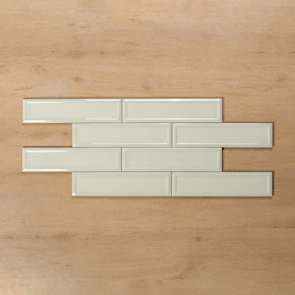 Whitehaven Green Gloss Frame Ceramic Subway Tile 68x280mm