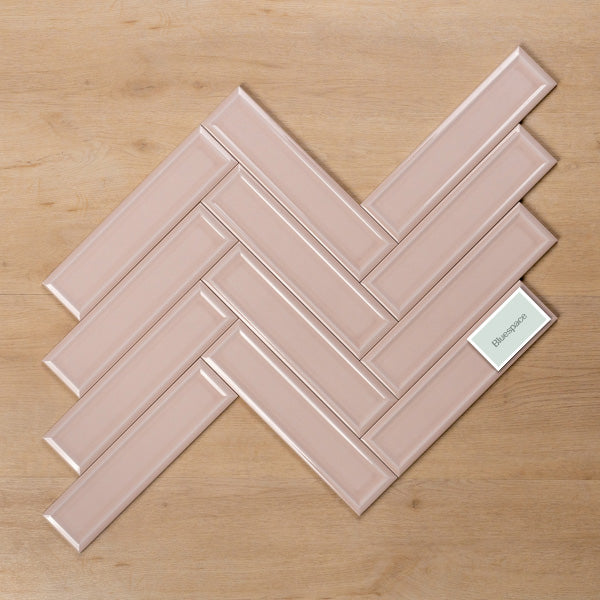 Whitehaven Pink Gloss Frame Ceramic Subway Tile 68x280mm