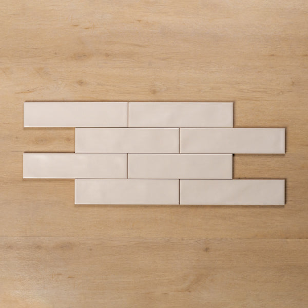 Whitehaven Cream Wavy Satin Ceramic Subway Tile 68x280mm