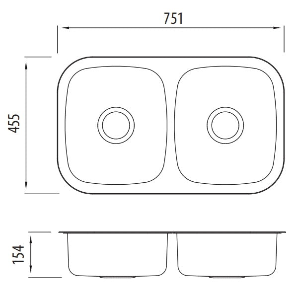 Oliveri Endeavour double bowl undermount sink