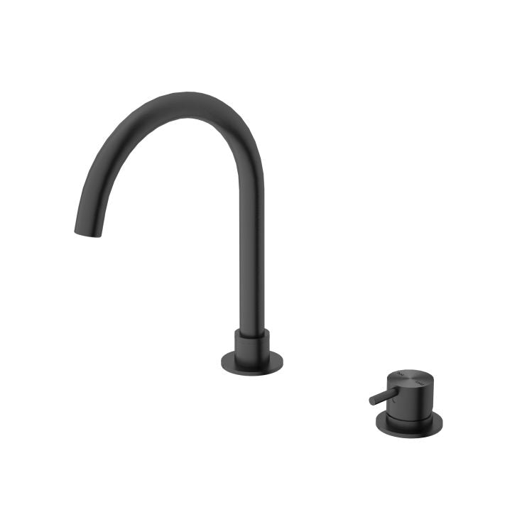 Nero Mecca Hob Basin Mixer Round Swivel Spout Gun Metal