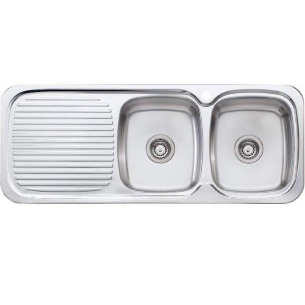 Oliveri Lakeland double bowl topmount sink R/H drainer 1TH - The Blue Space