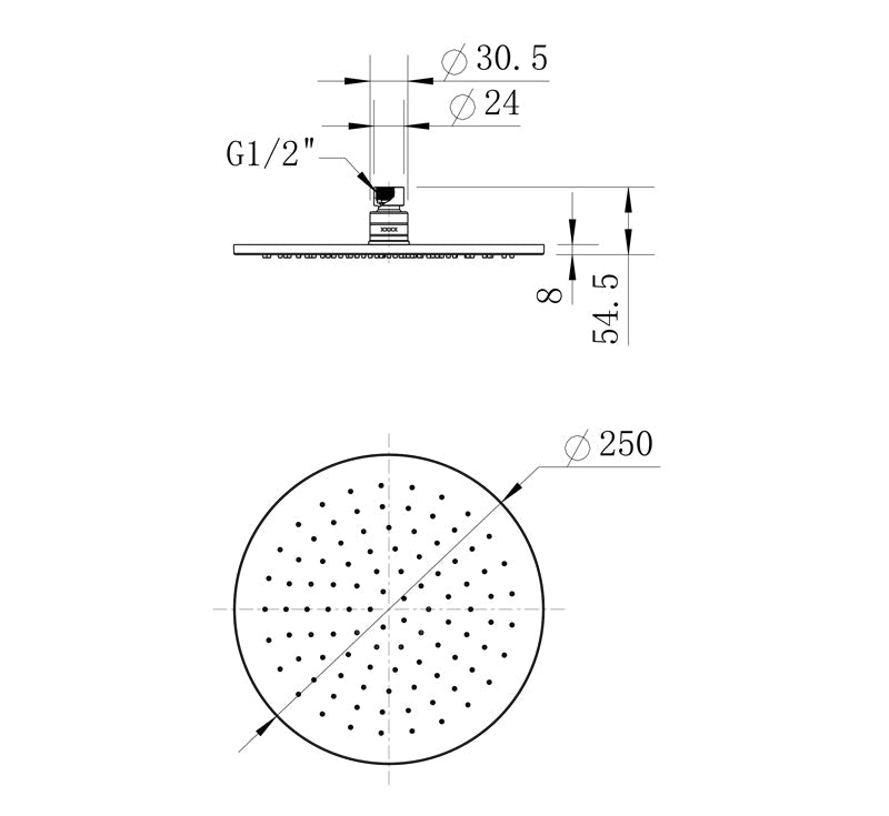 Star Round Shower Head 250mm Brushed Bronze