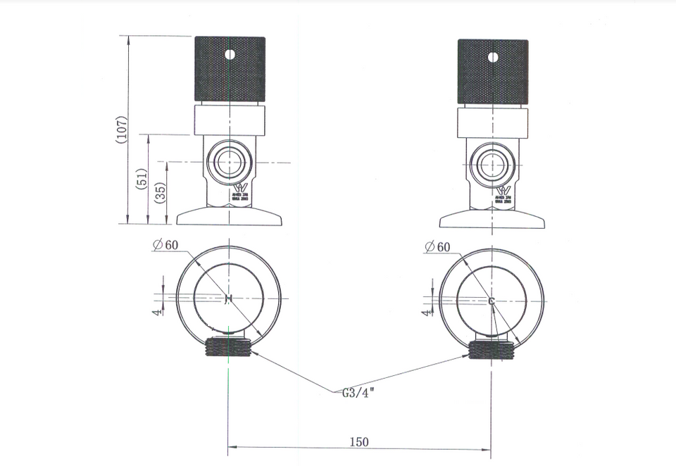 Modern National Cadence 1/4 Turn Washing Machine Stops Brushed Nickel