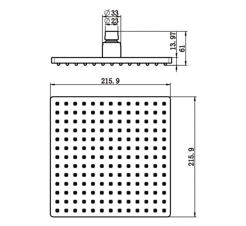 Shower Head Square Matte Black
