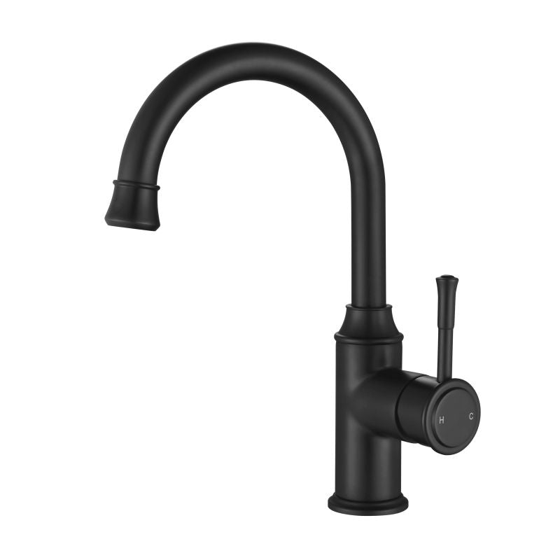Montpellier High Rise Goose Neck Basin Mixer Black
