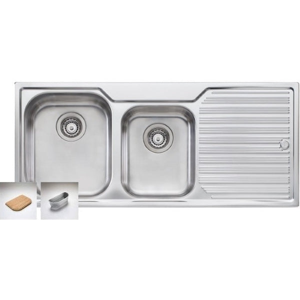 Oliveri Diaz 1 & 3/4 bowl topmount sink with R/H drainer 1TH - The Blue Space