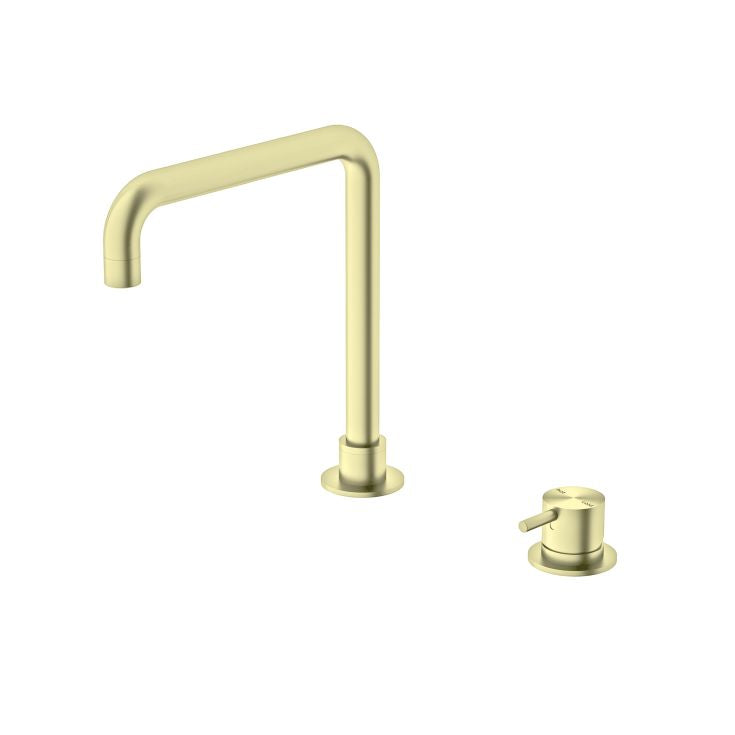 Nero Mecca Hob Basin Mixer Square Swivel Spout Brushed Gold