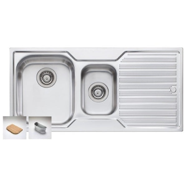 Oliveri Diaz 1 & 1/2 bowl topmount sink with R/H drainer 1TH - The Blue Space