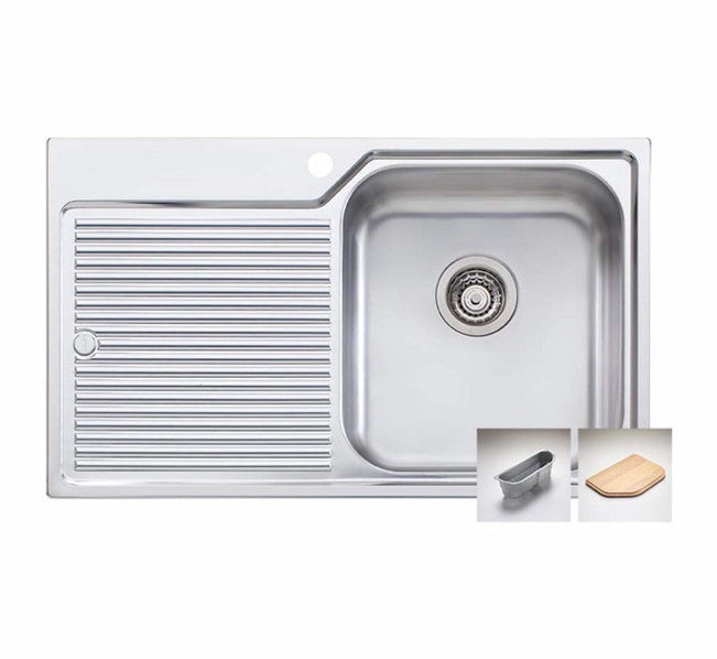 Oliveri Nu-Petite single bowl topmount sink L/H drainer 1TH - The Blue Space