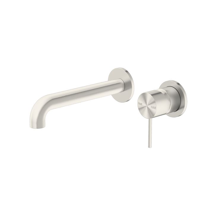 Nero Mecca Wall Basin Mixer Sep BP 185mm Spout Brushed Nickel