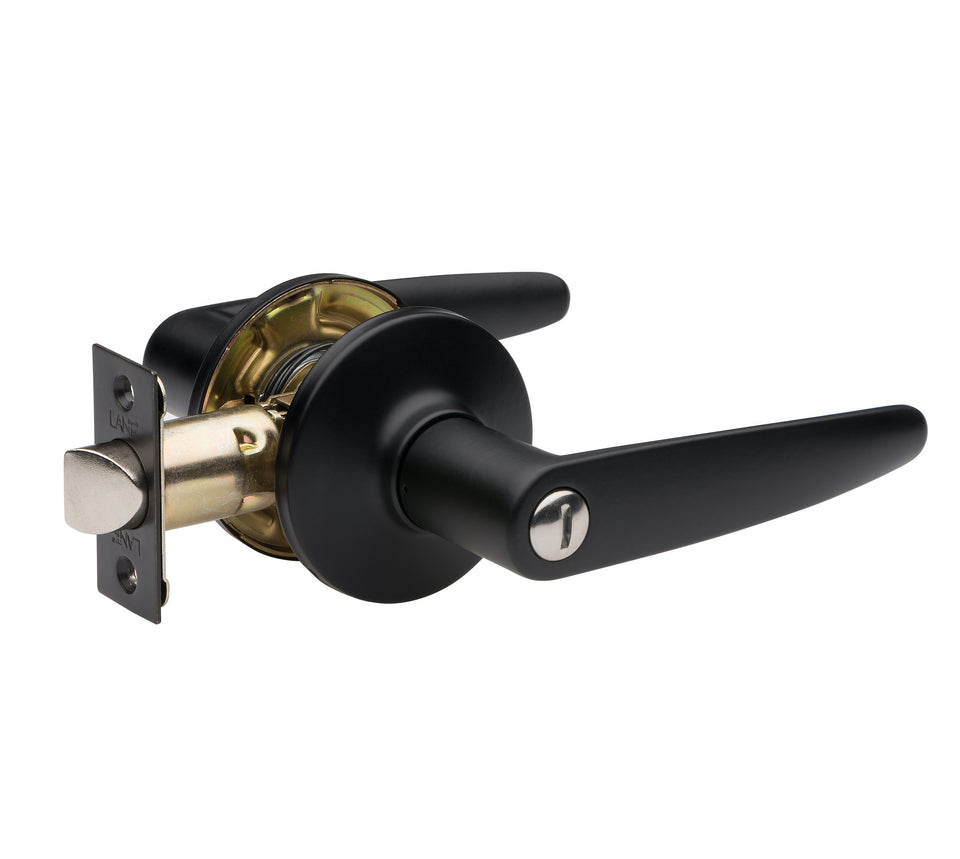 Lane Avalon Privacy Lever Door Handle Set Round Rosette Matte Black