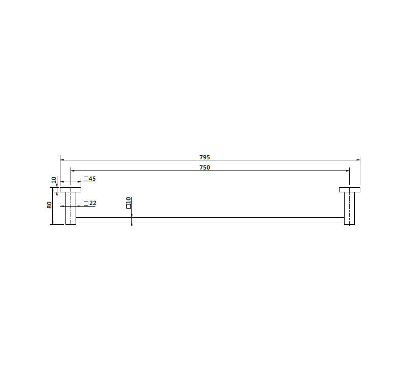 Luxe Single Towel Rail Matte Black