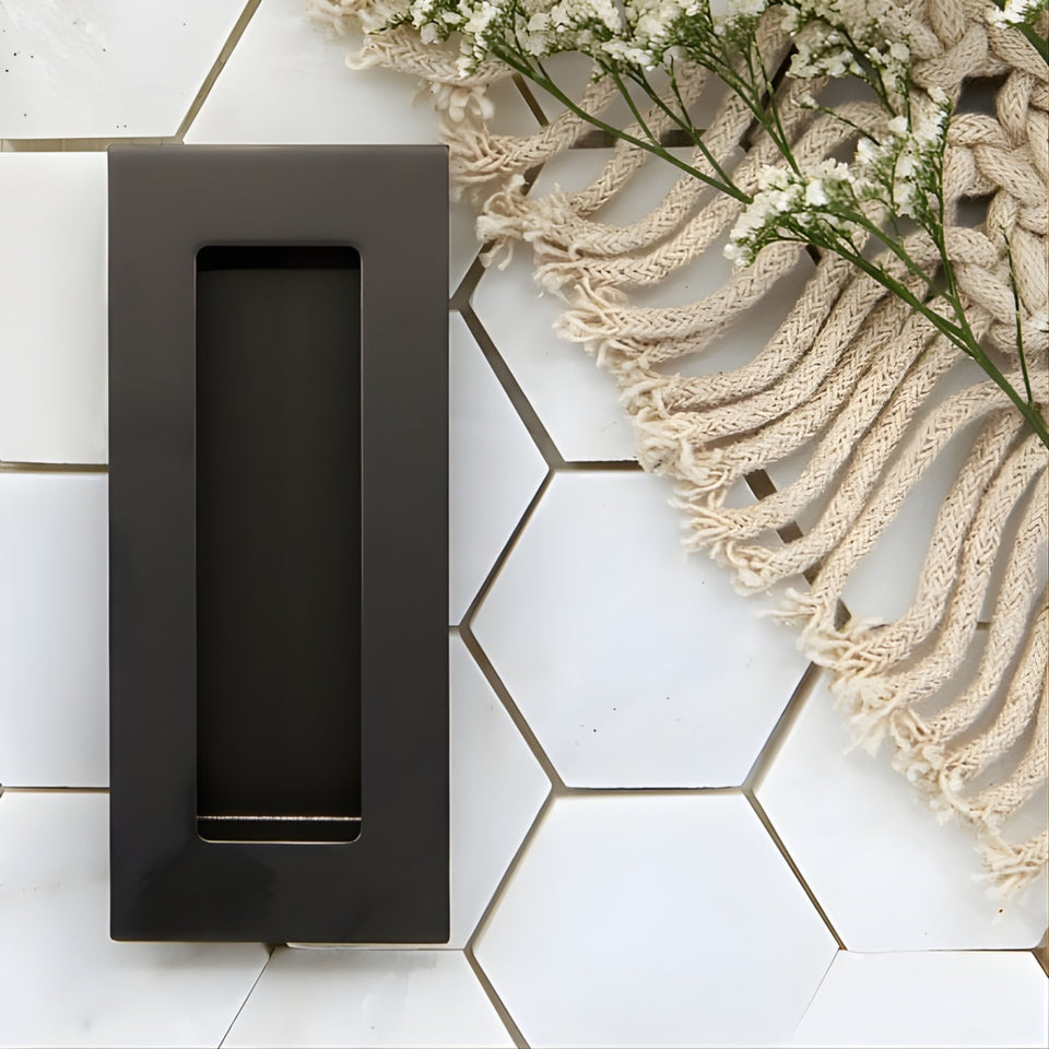 Lane Flush Pull Handle Rectangle 120mm Matte Black
