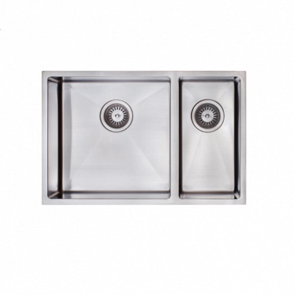Modern National 1 & 1/2 Double Bowl Sink, Round Corner Round Waste