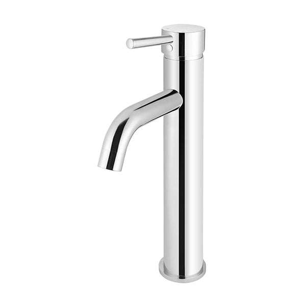 Meir Round Tall Chrome Basin Mixer with Curved Spout - The Blue Space