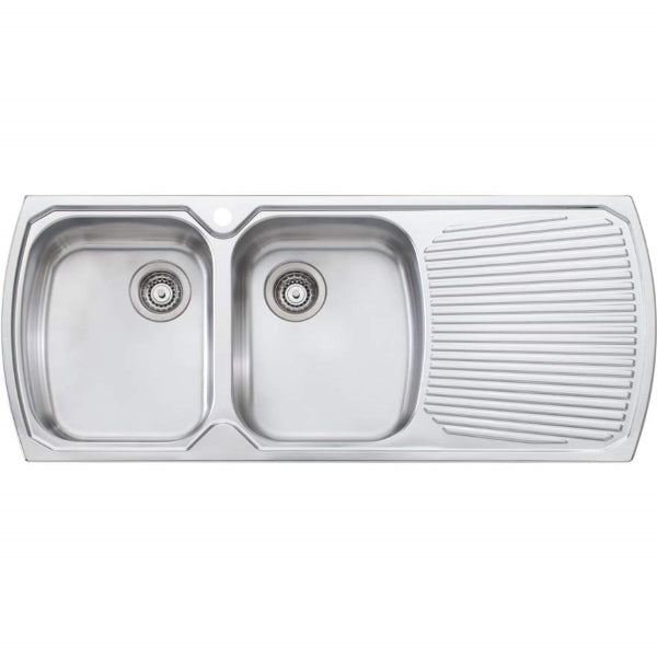 Oliveri Monet double bowl topmount sink R/H drainer 1TH - The Blue Space