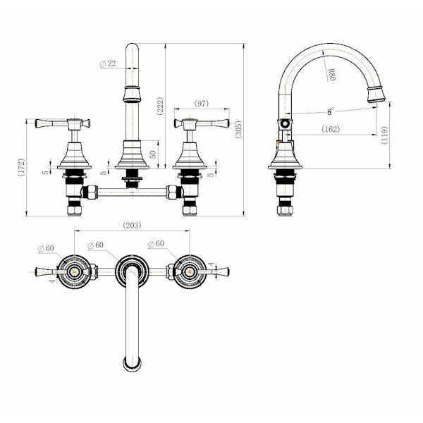 Montpellier Basin Set Brushed Nickel