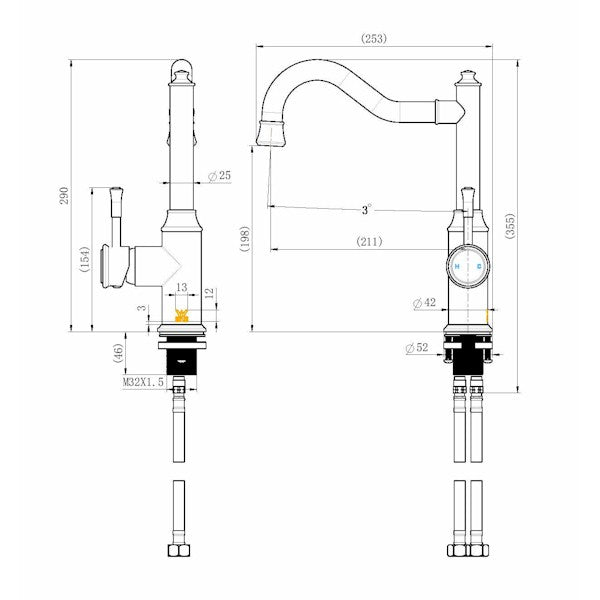 Montpellier Kitchen Mixer Brushed Bronze