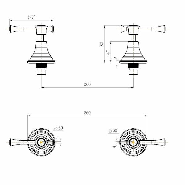 Montpellier Wall Assemblies 1/4 Turn Chrome