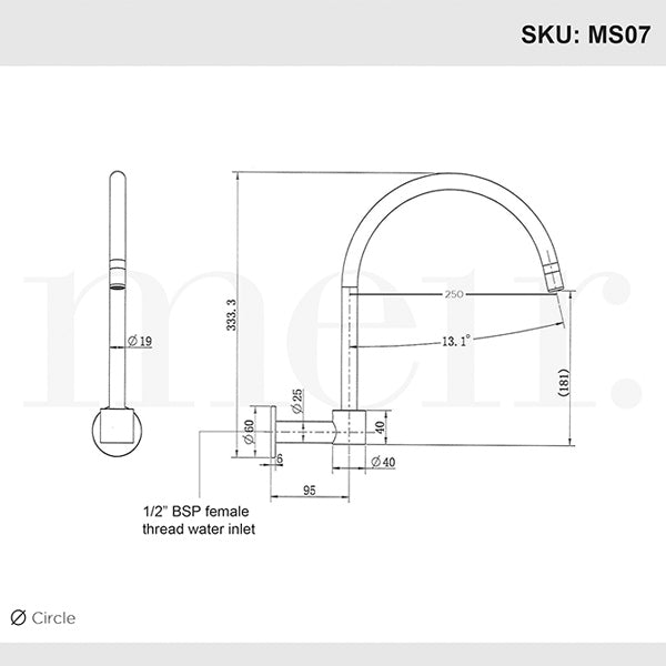 Meir Round High-Rise Swivel Wall Spout Matte Black