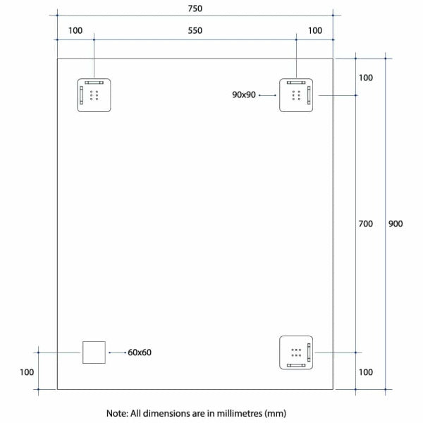 Thermogroup Rectangle 25mm Bevel Edge Mirror