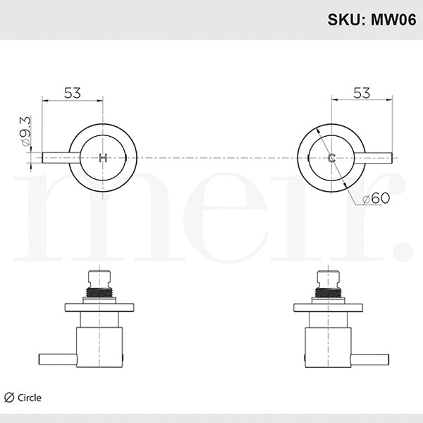 Meir Round Quarter Turn Wall Top Assemblies Matte Black