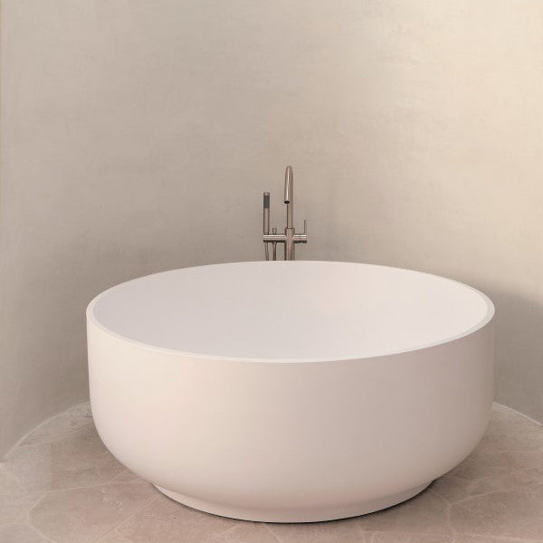 Meir Freestanding Round Bath Mixer with Hand Spray - Champagne
