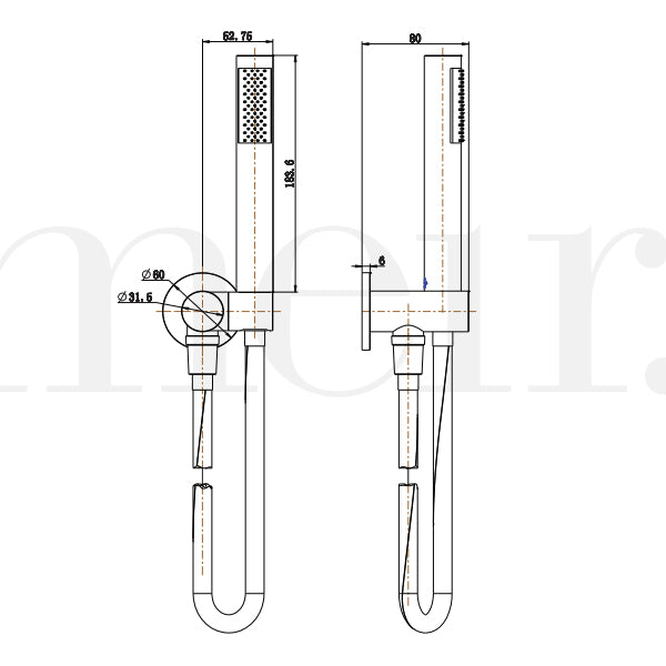 Meir Round Hand Shower on Swivel Bracket - Champagne