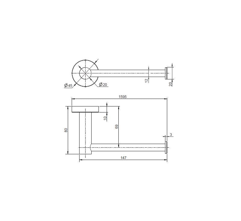 Technical Drawing: Mirage Toilet Paper Holder Brushed Bronze