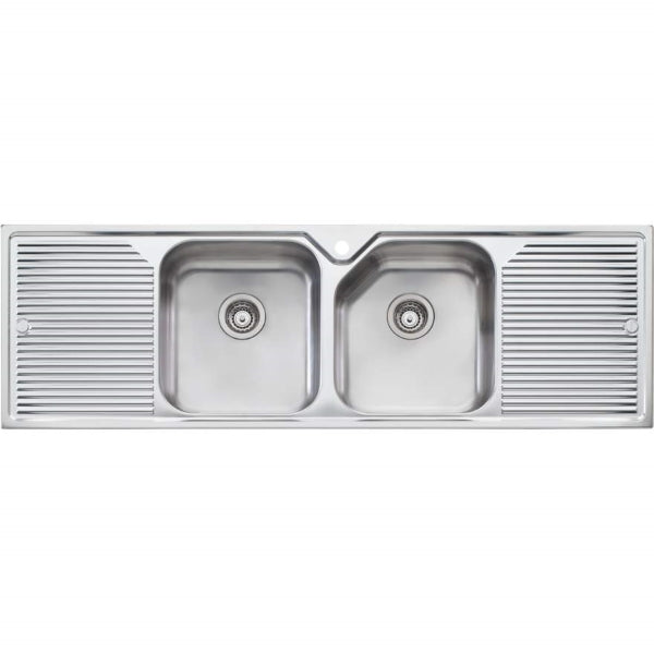 Oliveri Nu-Petite dbl bowl topmount sink w dbl drainer 1TH