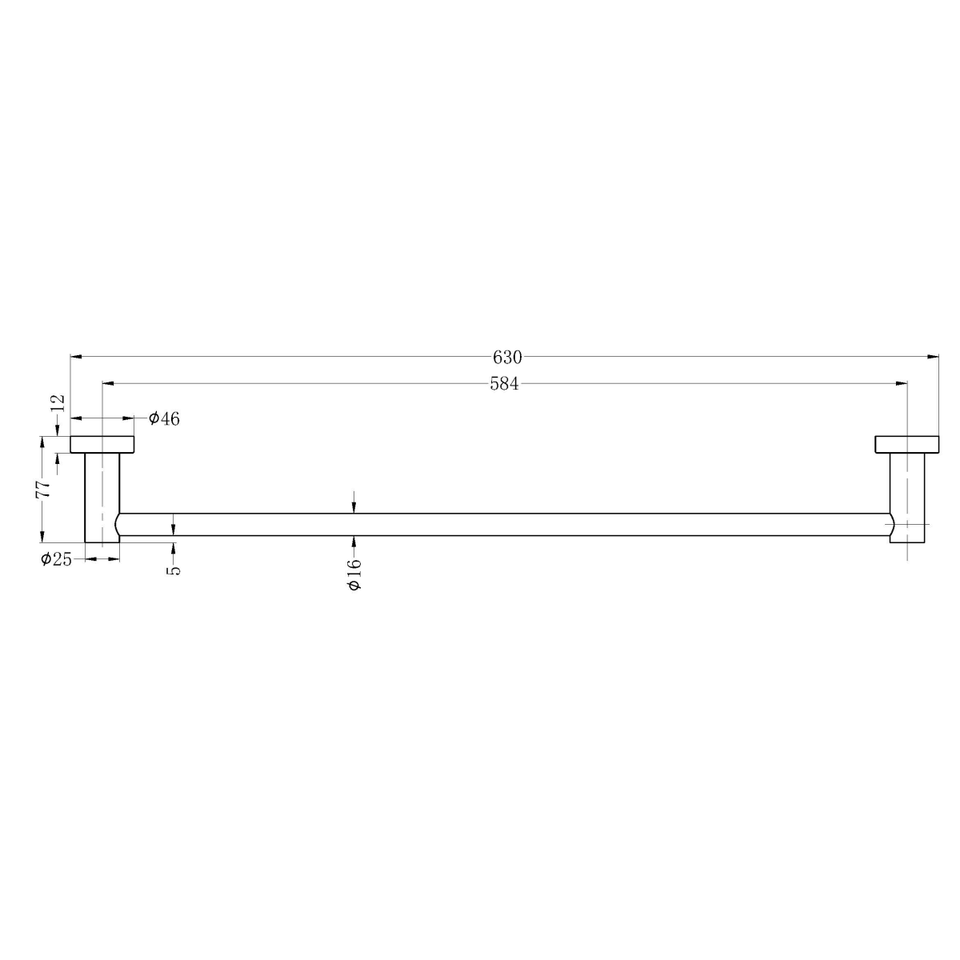Nero Mecca Single Towel Rail 600mm Matte White