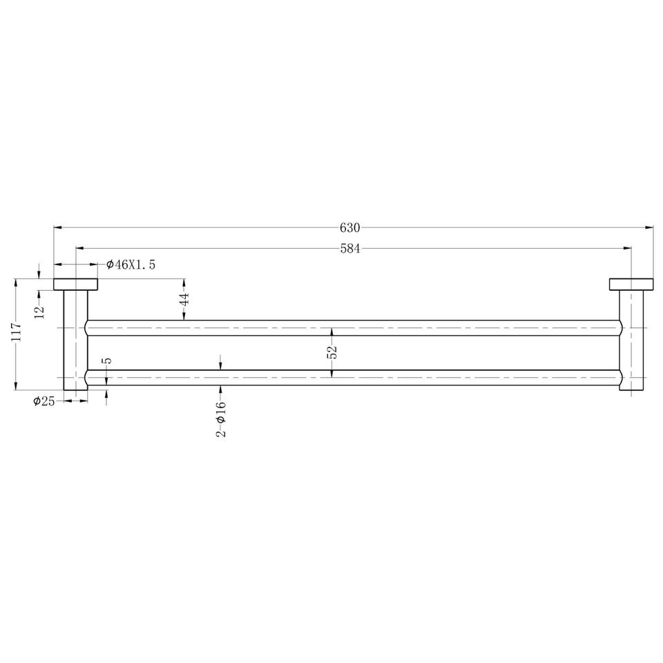 Nero Mecca Double Towel Rail 600mm Matte White