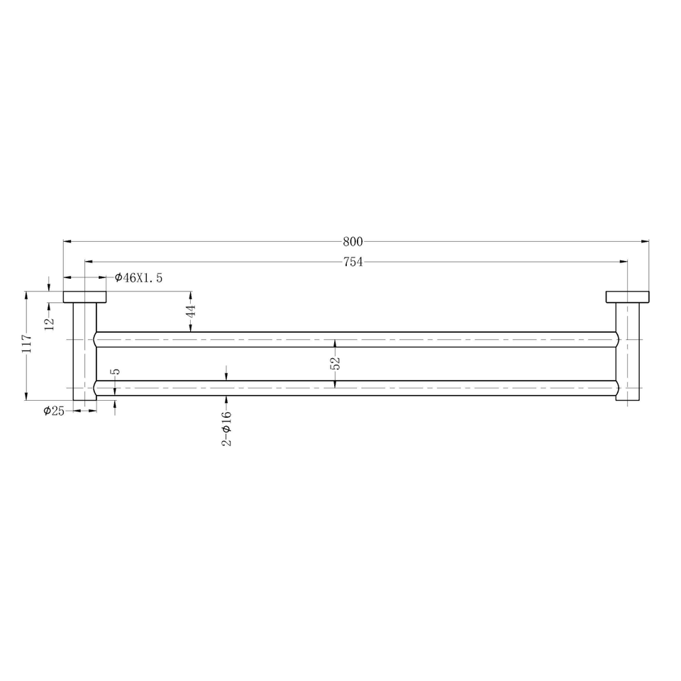 Nero Mecca Double Towel Rail 800mm Matte White