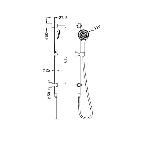 Nero Mecca Rail Shower With Air Shower Chrome