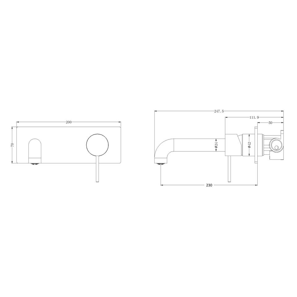 Nero Mecca Wall Basin Mixer 230mm Spout Brushed Nickel