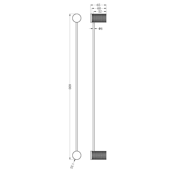Nero Opal Single Towel Rail 600mm Graphite