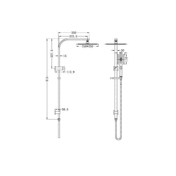 Nero Celia Square Shower Set Matte Black