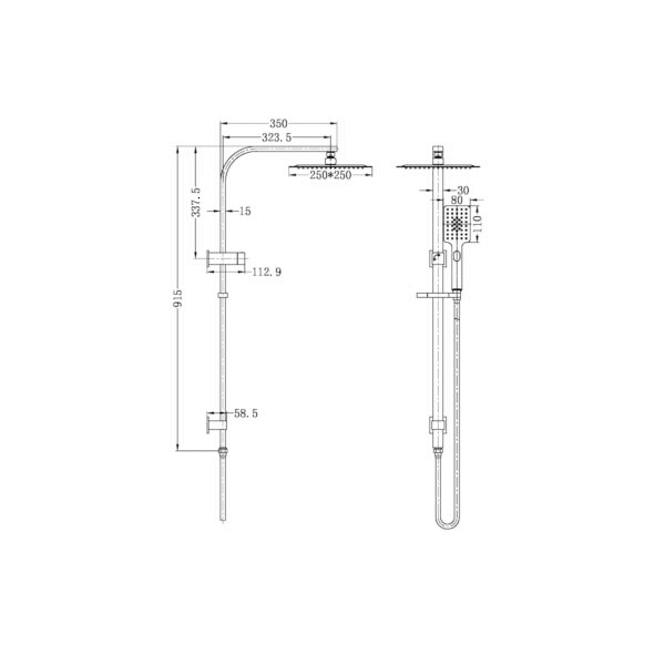 Nero Celia/Bianca Shower Set Square Head Gun Metal