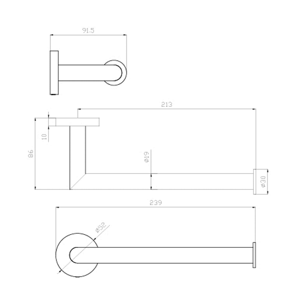 Nero Dolce Hand Towel Rail Chrome