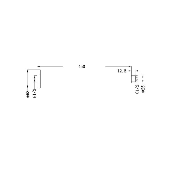 Nero Round Ceiling Arm 450mm Matte Black