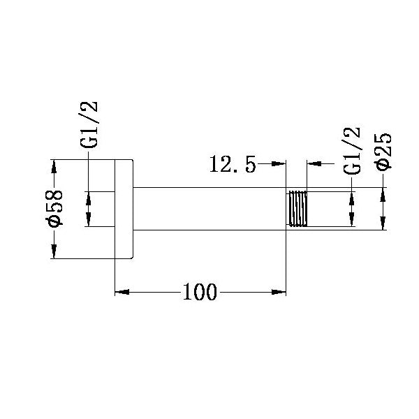 Nero Round Ceiling Arm 100mm GM