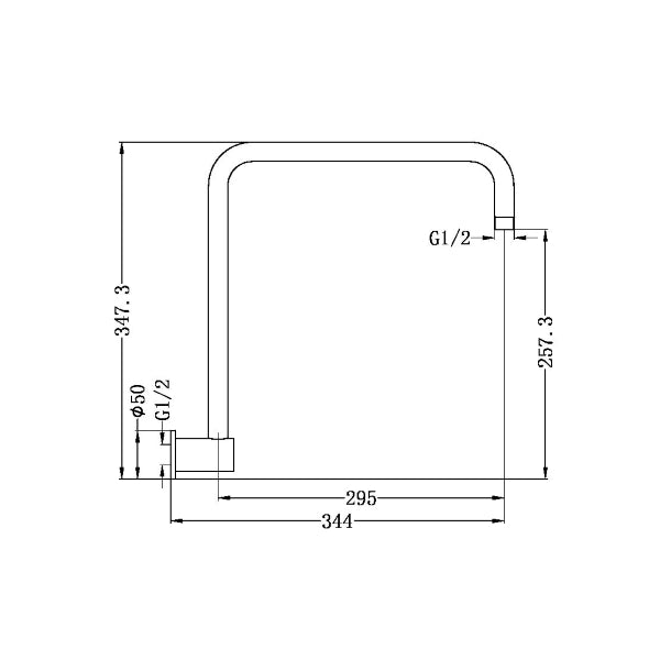 Technical Drawing: Nero Dolce Round Swivel Shower Arm Chrome