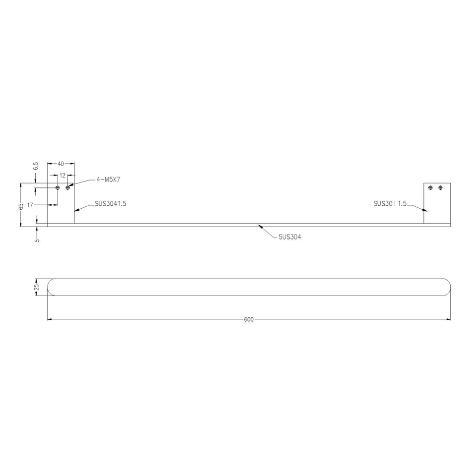 Nero Bianca Single Towel Rail 600mm Brushed Gold