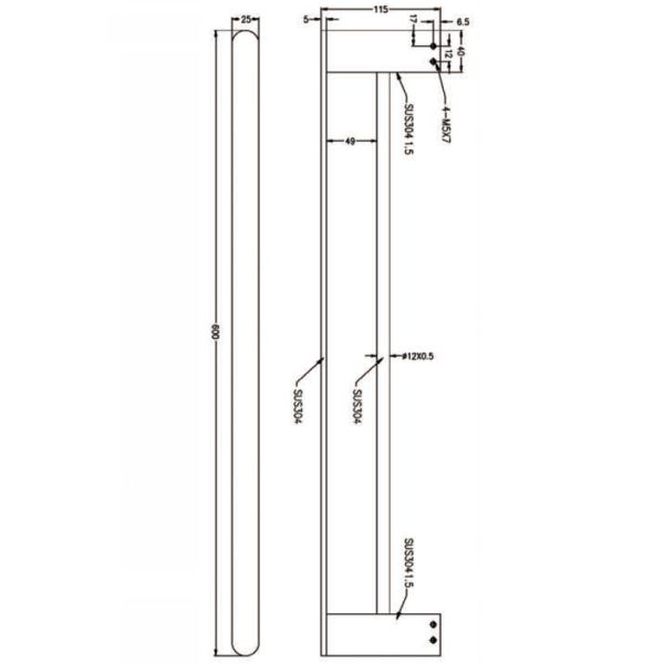 Nero Bianca Double Towel Rail 600mm Brushed Nickel