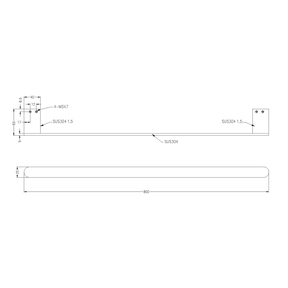 Nero Bianca Single Towel Rail 800mm Brushed Nickel