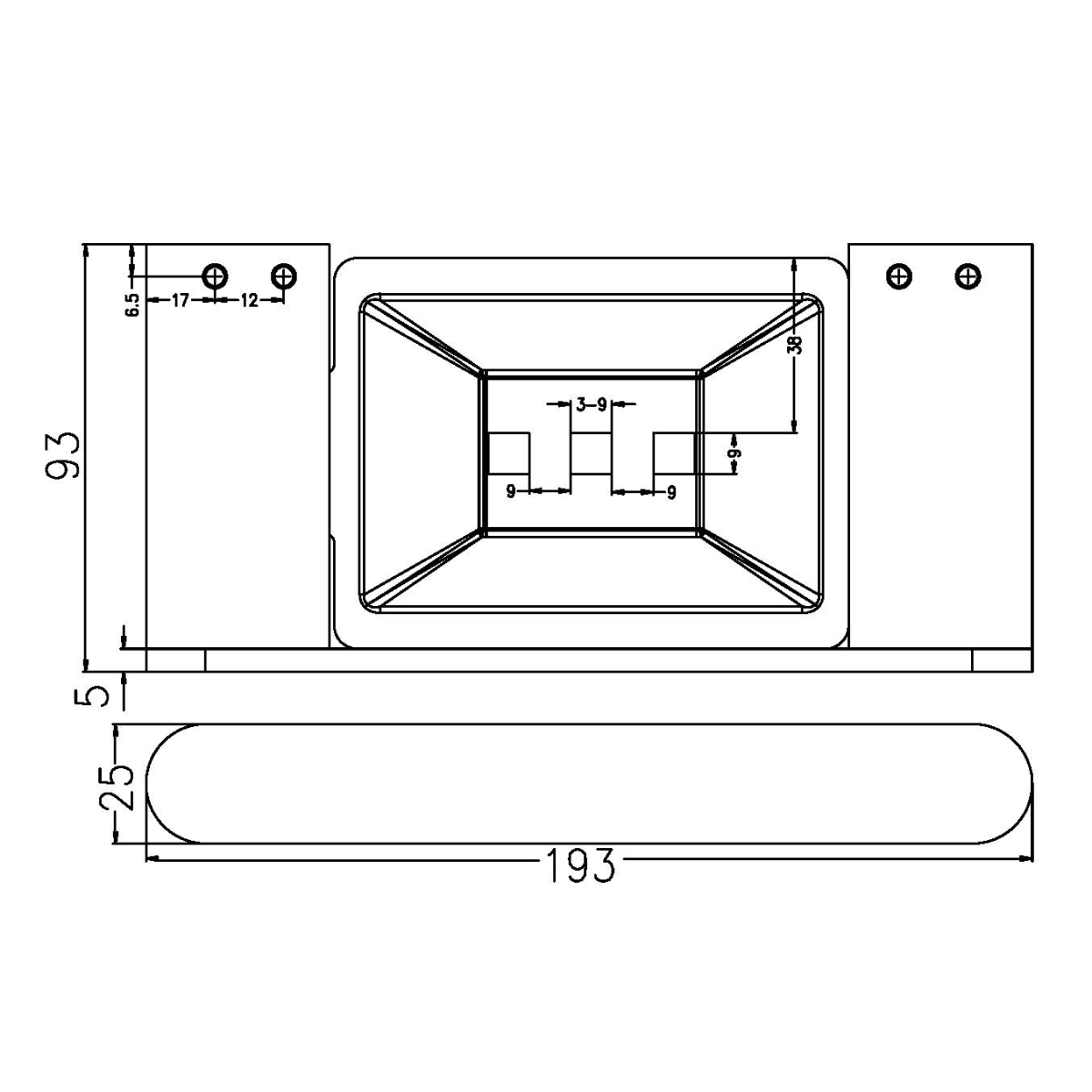 Technical Drawing: Nero Bianca Soap Dish Holder Chrome