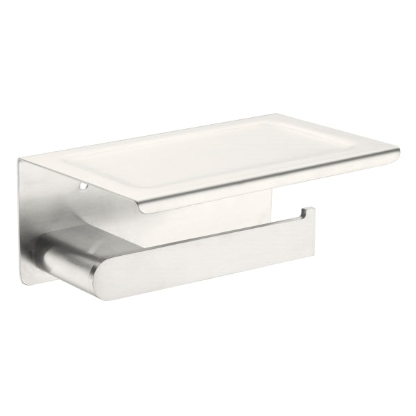 Nero Bianca Toilet Roll Holder with Shelf Brushed Nickel