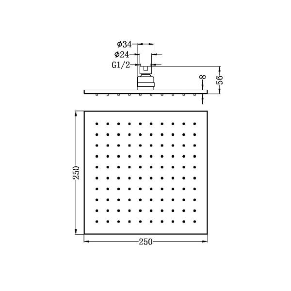 Nero 250mm Square Shower Head Matte Black
