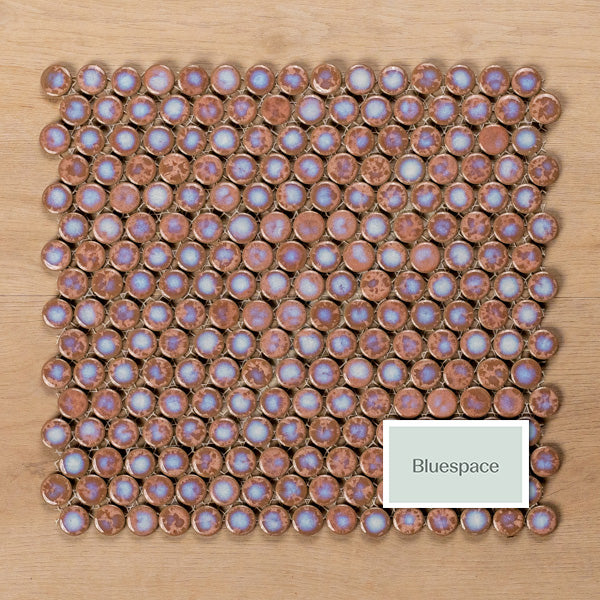 Mooloolaba Gloss Coral Porcelain Penny Round Mosaic Tile 20x20mm - The Blue Space